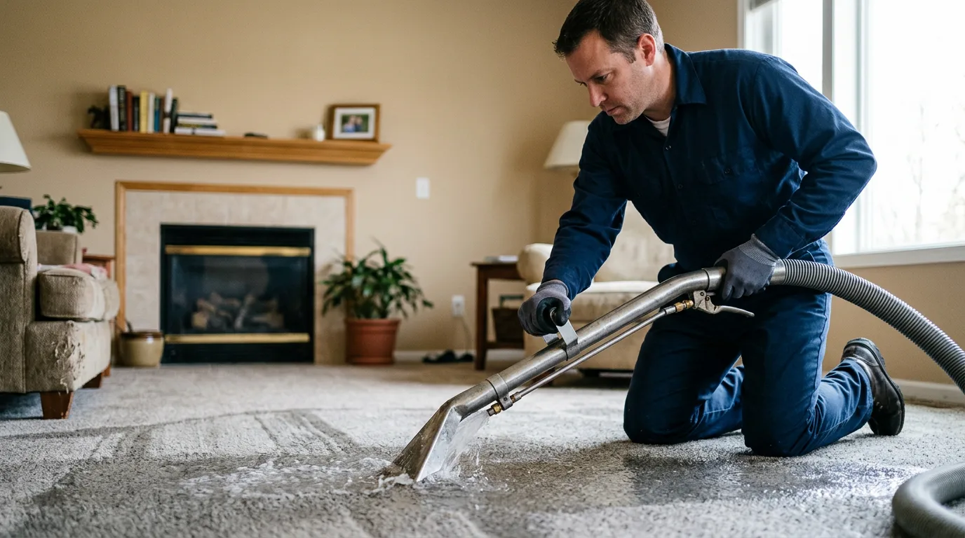 Water damage restoration technician working near Newport, NJ